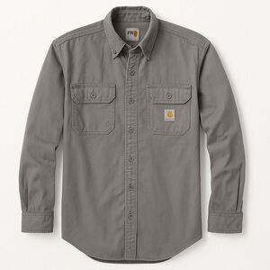 Carhartt FR Flame Resistant Gray Button Up Work Shirt Mens Medium Utility Safety